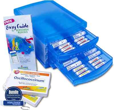 Boiron Homeo Family Kit, 32 Assorted Homeopathic Tubes + 12 Oscill, 03/2028 Exp