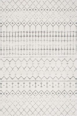 nuLOOM marokkanischer Blythe Teppich grau cremefarben geometrisch 150x220 cm