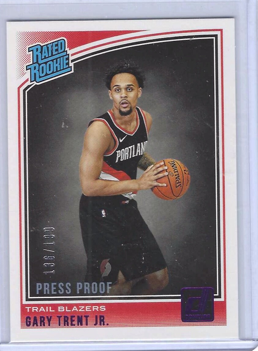 GARY TRENT JR 2018-19 DONRUSS PURPLE PRESS PROOF RATED ROOKIE RC #D 136/199