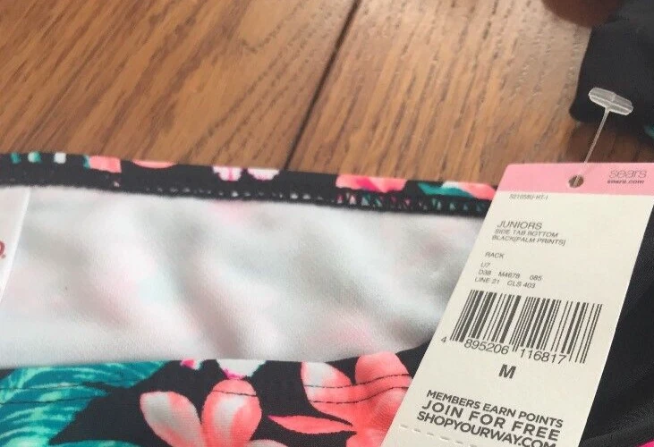 Bikini Bongo Mujer Pestaña Lateral Parte Inferior Estampado Palma Talla M Negro-Nuevo-ENVÍO N 24HR Foto 4 de 4