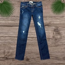 Abercrombie Kids Jeans Girls 12 Blue Dark Wash Skinny Distressed Denim Pants