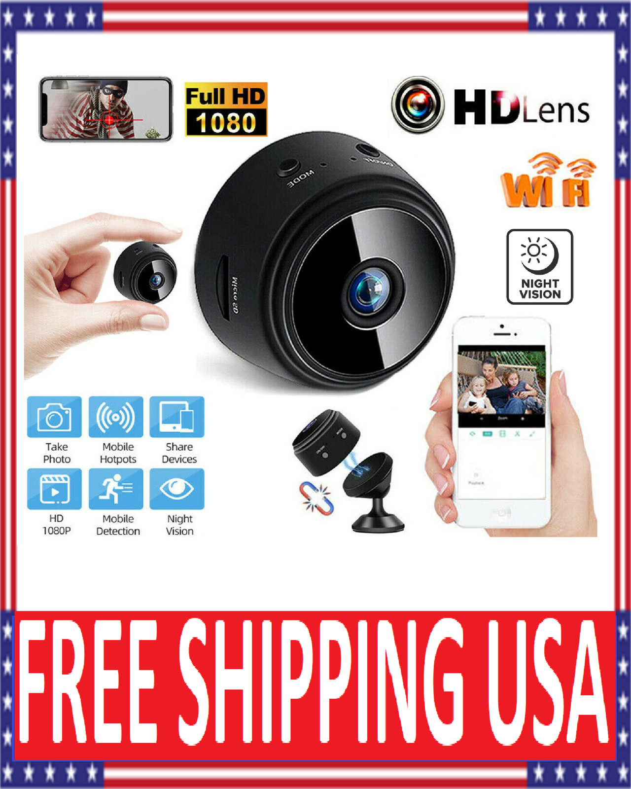 Mini Wireless Record Camera WiFi IP Home Security DVR Night 