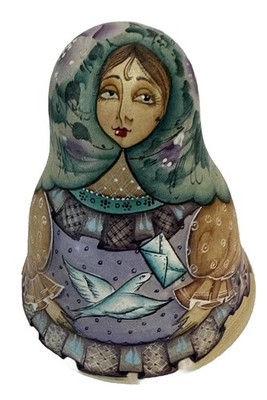 VTG RUSSIAN Hand Painted Roly Poly Folk Art Chime Doll Matryoshka Beautiful Wood