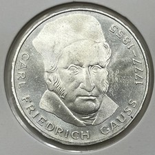 1977 Germany 5 Five Deutsche Mark Silver Coin - Proof - Carl Friedrich Gauss