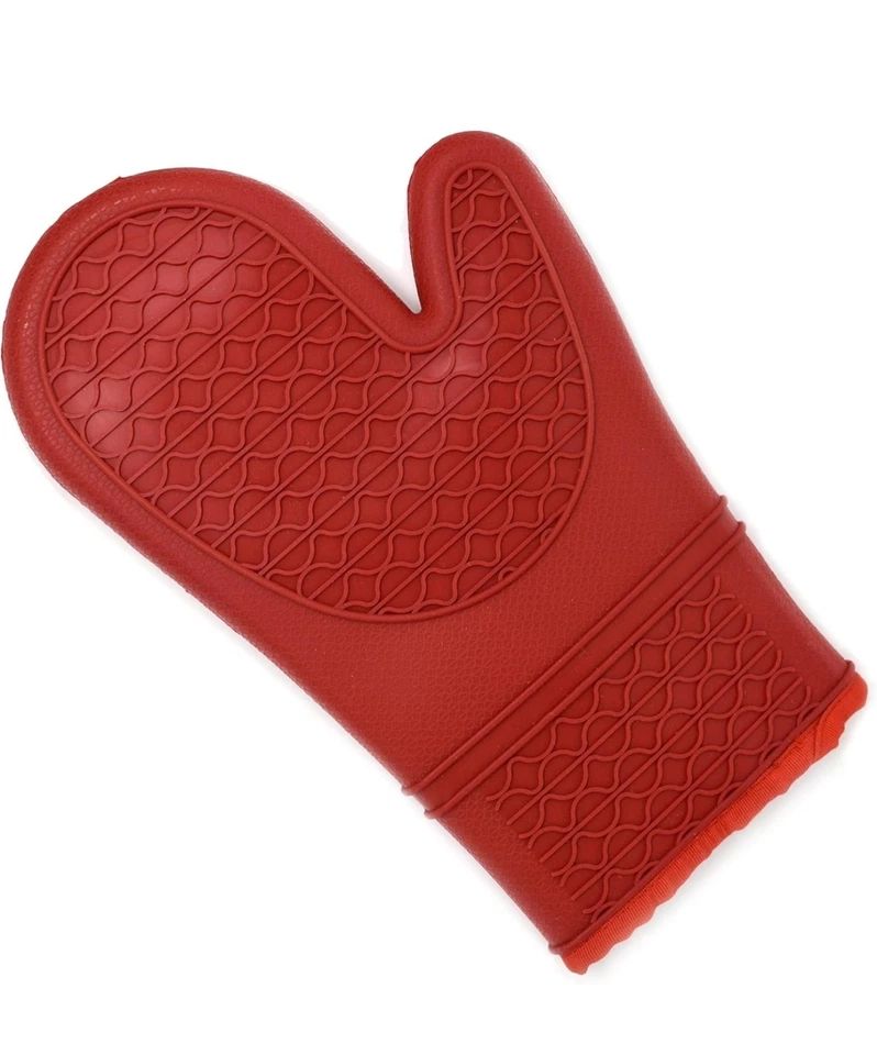 Guante Horno Silicona/Tela Norpro, Rojo Alto Resistente al Calor a 425°F  Foto 2 de 4