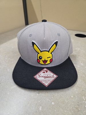 2016 Nintendo Pokemon Pikachu Embroidered Spellout Black Snapback Hat