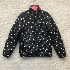 Disney Puffer Jacket S Small Women Black Polka Dot Minnie Mouse Reversible Red