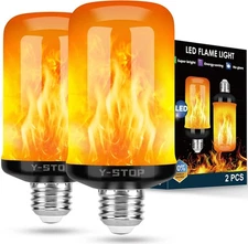 Y- STOP Upgraded LED Flame Light Bulbs, 4 Modes Flickering Light Bulb with Upsid