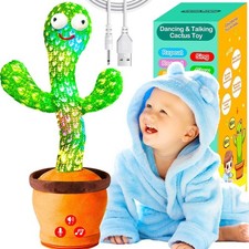 Dancing Cactus Repeat Talk Sing Glow Interactive Plush Toy for Kids.