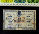 ( USA401 ) , France  Banknote , 25 Centimes , Louviers city , Year : 1916 .