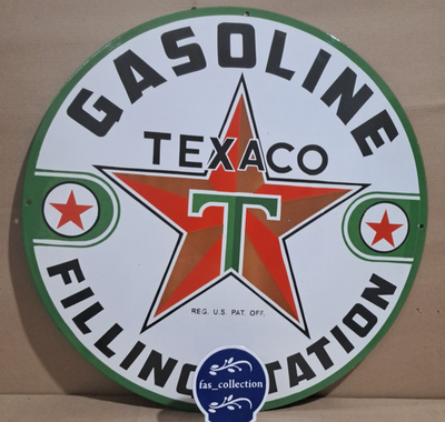 #ad Texaco Gasoline Filling Station Porcelain Enamel Sign 30 x 30 Inches 1 Sided $125.00