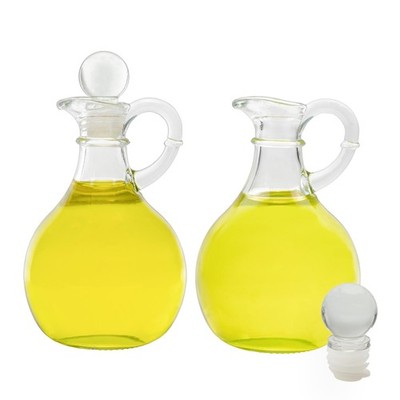 Cornucopia Glass Oil And Vinegar Cruets set Of 2 Round Glass Oil Dispenser Bot