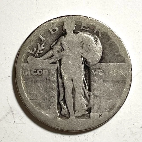 US Silver Quarter 25C - Standing Liberty .900 Silver Coin Date Worn Silver Stack