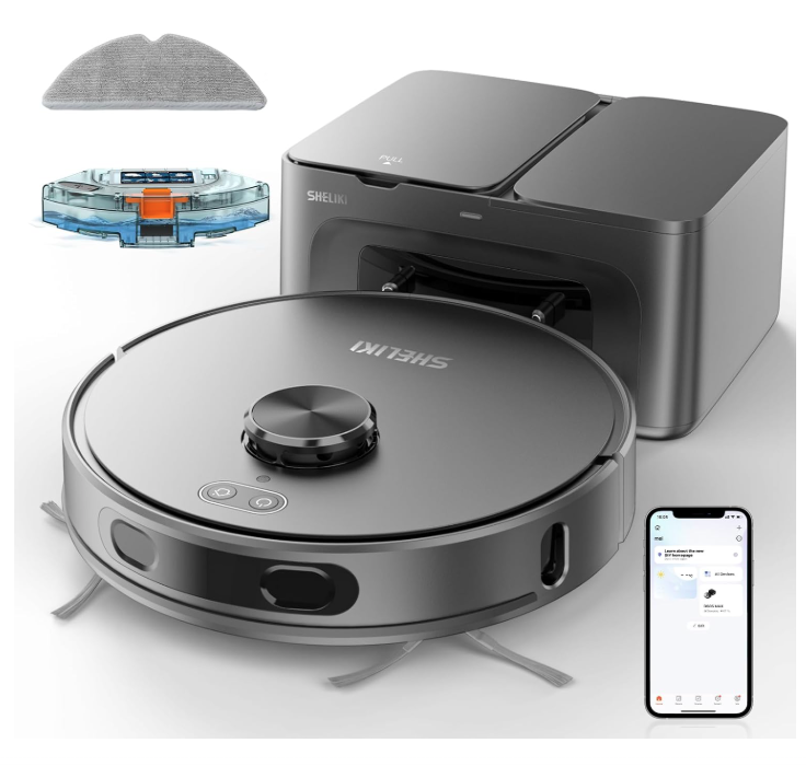 Robot Vacuum and Mop, 3-in-1 Robotic Vacuum Cleaner with 70-Day Self-Emptying-image