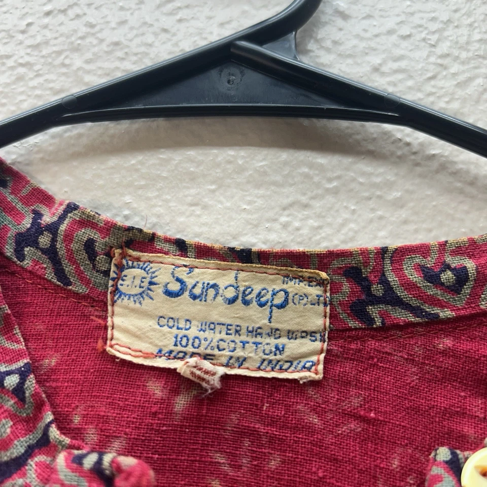 Vintage Sundeep Boho Dress 60s 70s Indian Peasant Hippie Prairie Woodstock XS/S - Image 4 of 4