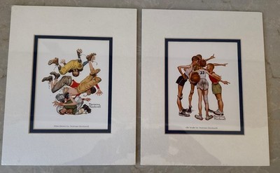 NEW SEALED VTG Norman Rockwell Sporting Boys Prints FIRST DOWN & OH YEAH 8x10