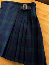 Men's Scottish Wool Kilt Size 36 Green Tartan Woolmark Leather Straps