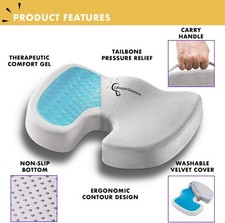 Gel Seat Cushion for Office Chair, Wheelchair, Car Seat and Gaming Chair, Pain