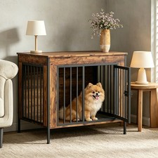 Wooden Dog Crate Furniture End Table 4 Sizes Indoor Pet Kennel 48/40/31/27" Cage