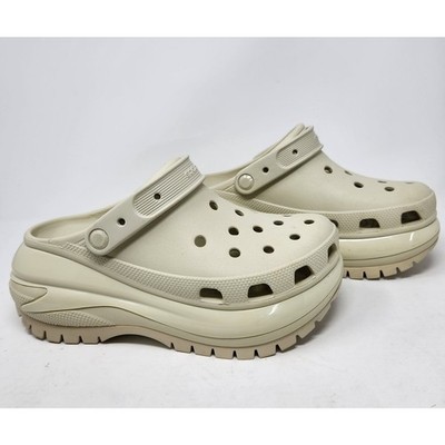 Crocs Classic Mega Crush Clog Bone White 2.4'' Platform Sandals Womens 9 Mens 7