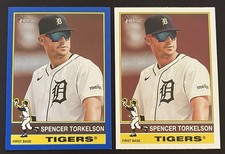 2) 2025 TOPPS HERITAGE SPENCER TORKELSON BLUE BORDER BASE #81 DETROIT TIGERS
