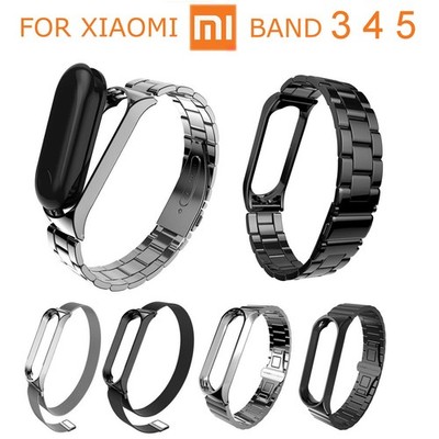 Stainless Steel Strap For Xiaomi Mi Band 5 4 3 Smart Bracelet Watch Band w Cover