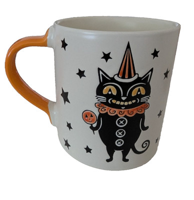 Mug Spectrum Designz Halloween Black Cat Pumpkin Clown Embossed 16 oz NEW