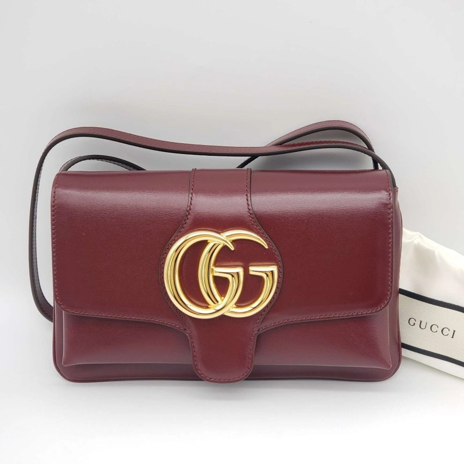 Authentic GUCCI Burgundy Leather Small Arli Shoulder Bag Brand New 687-101225