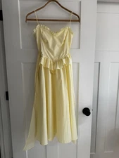 Vtg Jessica McClintock Gunne Sax Pale Yellow Dress 1980s? Unsized Read