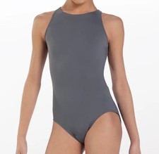 Weissman NWT Grey Crisscross Back Tank Ballet Dance Leotard 14055 MA