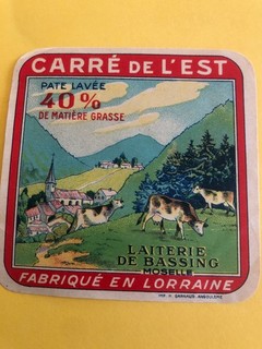 etiquette de fromage CARRE DE L'EST bassing.MOSELLE 57