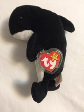 Ty Beanie Baby WAVES the Whale - w/ ECHO name error Tags - More tag errors  