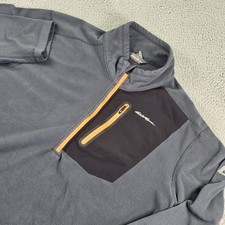 Eddie Bauer First Ascent Pullover Mens XL Gray Fleece 1/4 Zip Chest Pocket