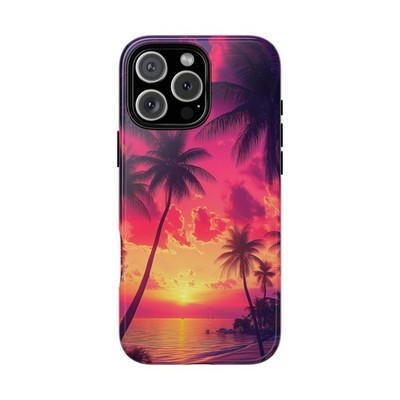 For iPhone / Galaxy / Pixel | Phone Ink Case - Tropical Sunset Beach