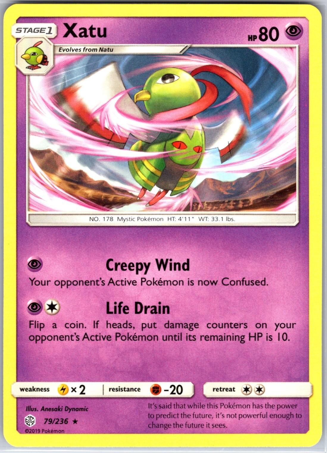 Xatu 79/236 Rare Regular Card SM - Cosmic Eclipse Pokemon TCG NM