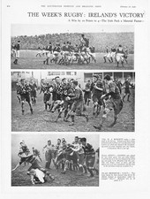 RUGBY Action from Scotland v. Ireland at Murrayfield -  2x Vintage Prints 1936