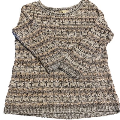Lucky Brand Womens Sweater XS Silver Layered Marled Yarn Metallic Sparkle C16