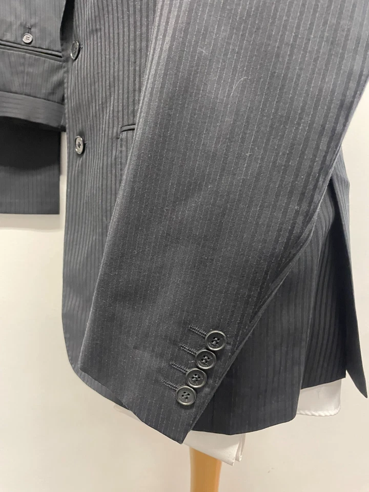 TRAJE JAEGER 2 PIEZAS EN LANA PURA A RAYAS NEGRAS 40R TRS W34 L33 EC (0616) Foto 3 de 4