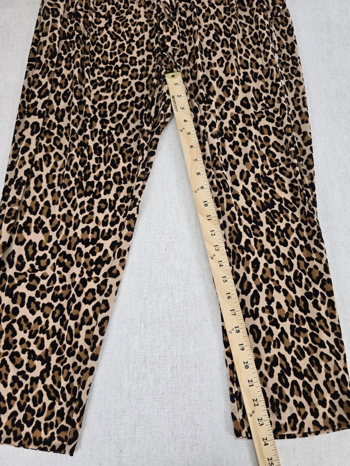 Pantalones Old Element para mujer XL marrón negro estampado de leopardo cintura elástica tiro alto Foto 3 de 4