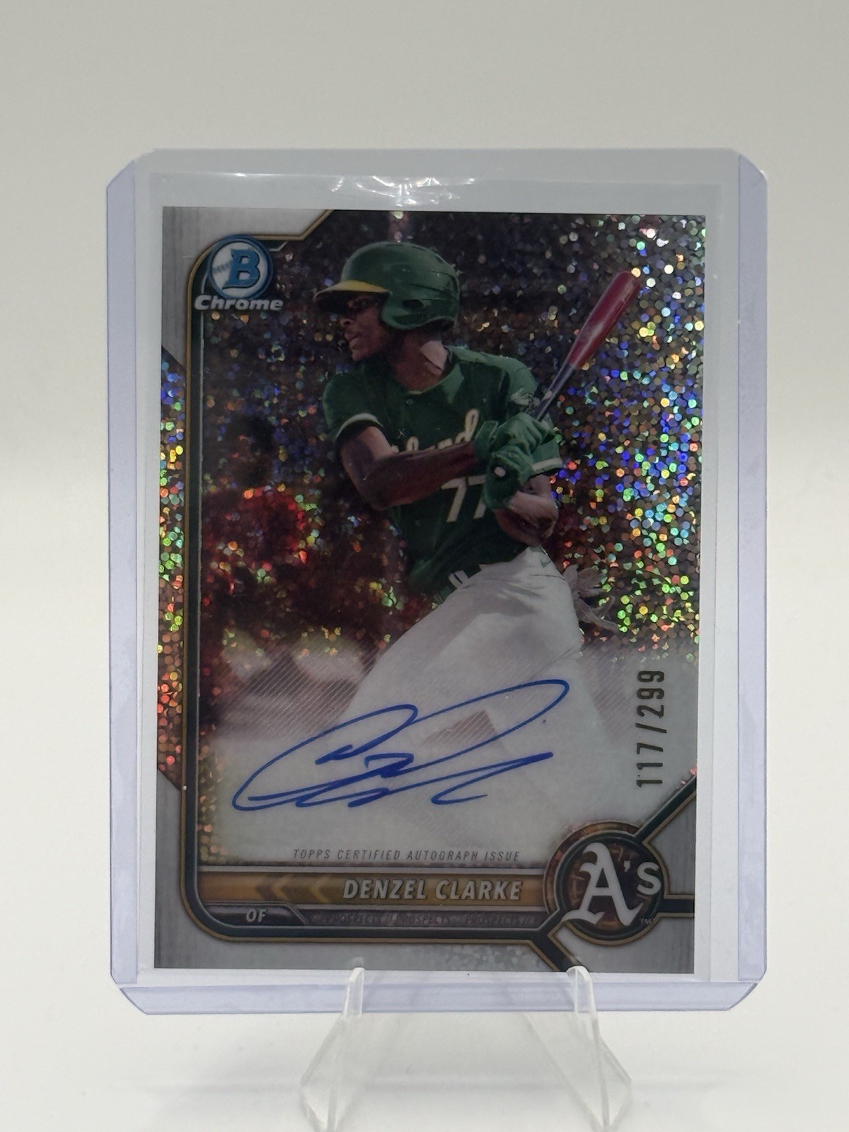 2022 Bowman Chrome - Prospect Autographs Denzel Clarke Speckle Refractor /299