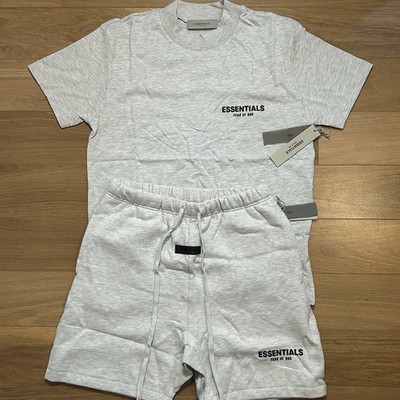 Fear of God Essentials Shorts Shirt SET SS22 Light Oatmeal Grey XS