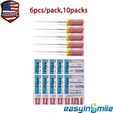 60PC K-Files Dental Endodontic Root Canal 25MM Stainless Steel Endo K Files #6