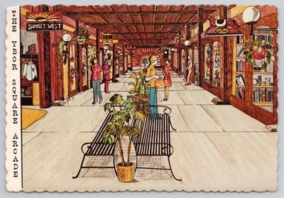 The Ybor Square Arcade Tampa Florida Interior Artwork Postcard