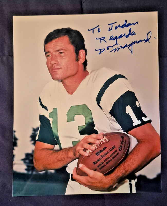 DON MAYNARD  AUTOGRAPHED  8 X 10 PHOTO NEW YORK JETS JOE NAMATH RECEIVER HOF