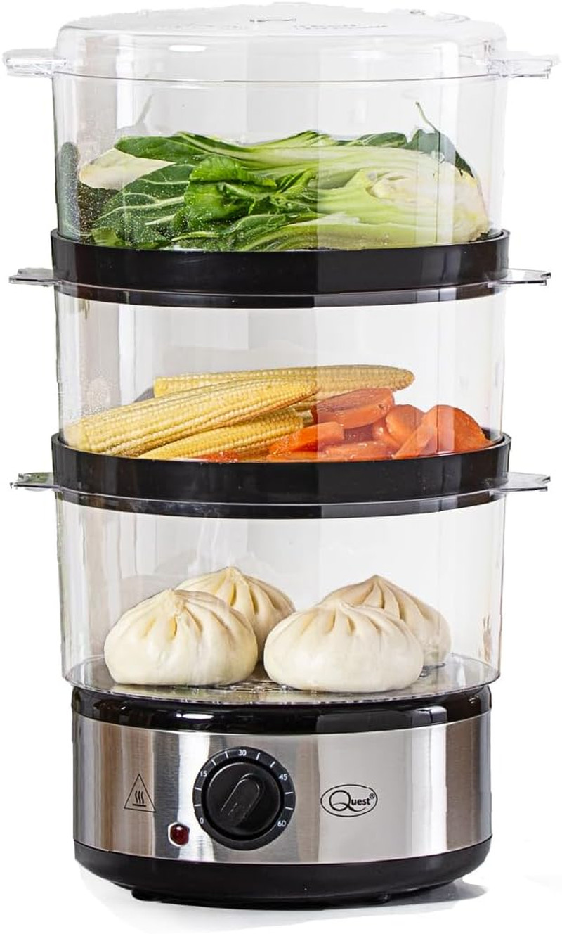 Quest 35220 3 Tier Electric Food Steamer / 7.2L / 3 Stackable Cooking Baskets &