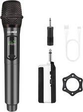 Wireless Microphone,Professional Handheld Cordless Dynamic Mic System with Recha
