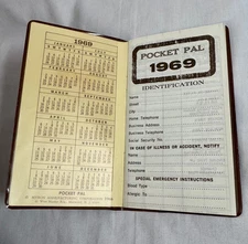 Vintage Unused 1969 Pocket Calendar Agenda Planner Memo Note Book History RARE