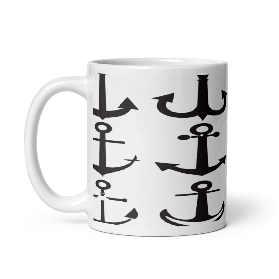 Taza de cerámica con iconos de anclaje náutico de 11 oz - taza de café/té Foto 3 de 3