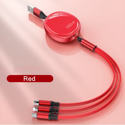 3-in-1 USB-Kabel   Schnellladung für iPhone,100W Type-C & Micro USB