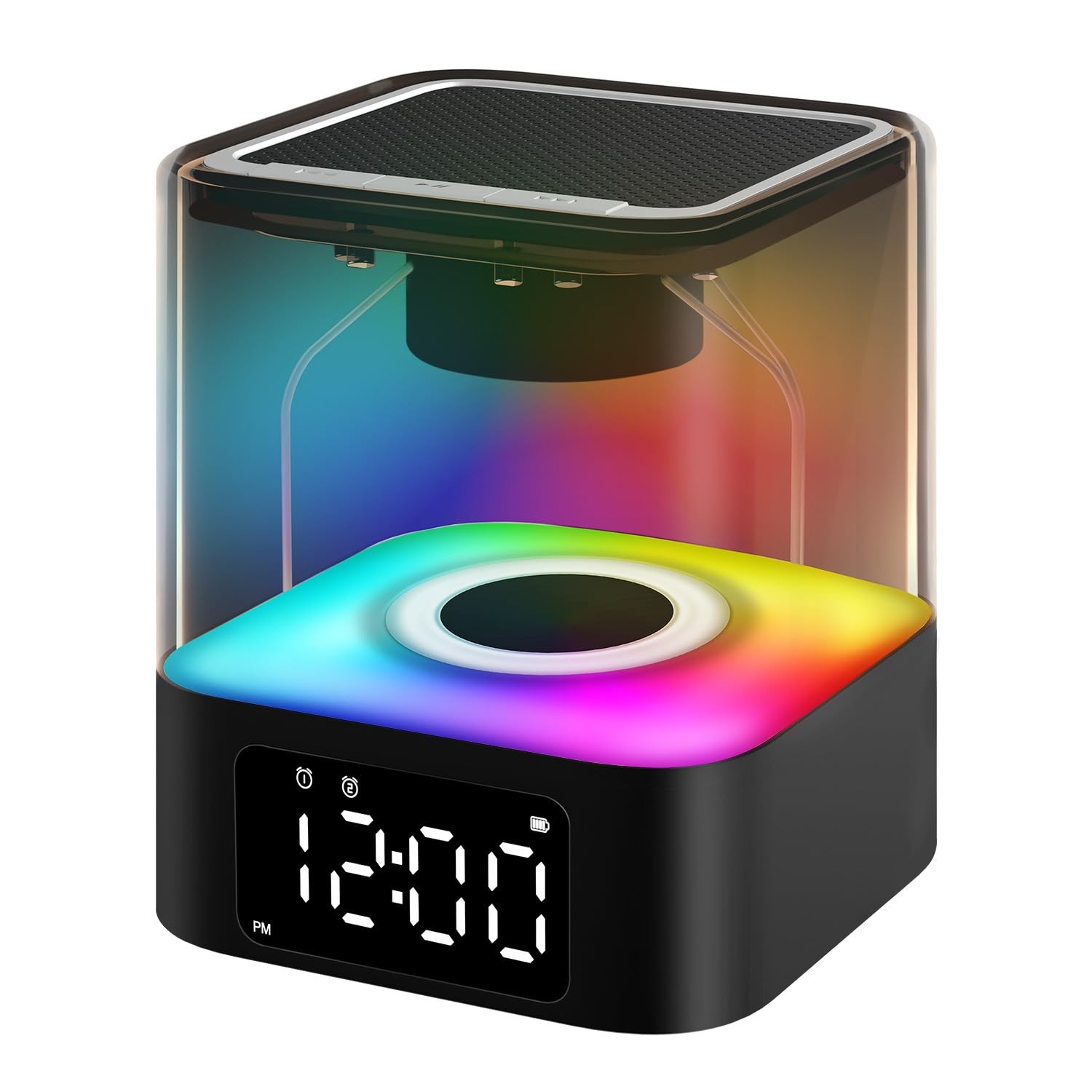 Bluetooth Speaker with Multi-Color Display Alarm Clock for Bedrooms Mood Lamp